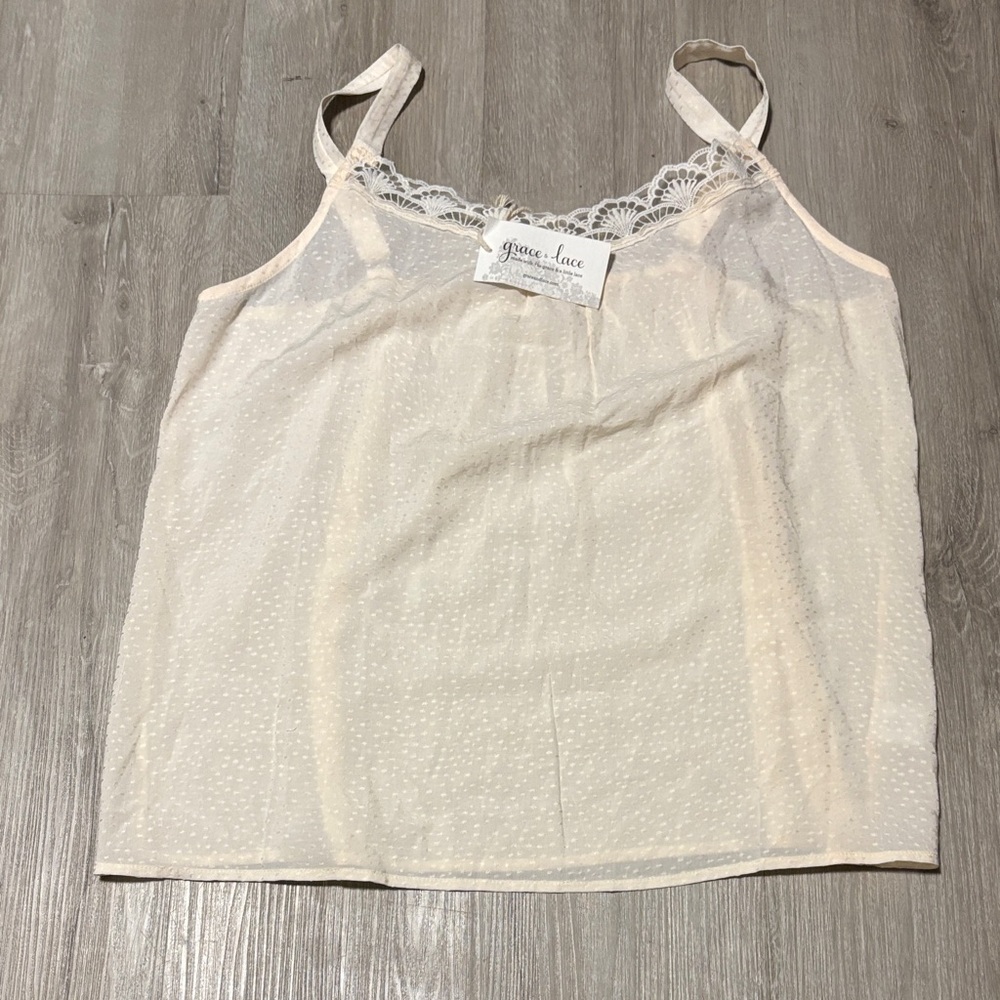 Grace & Lace Cream Camisole with Lace Trim